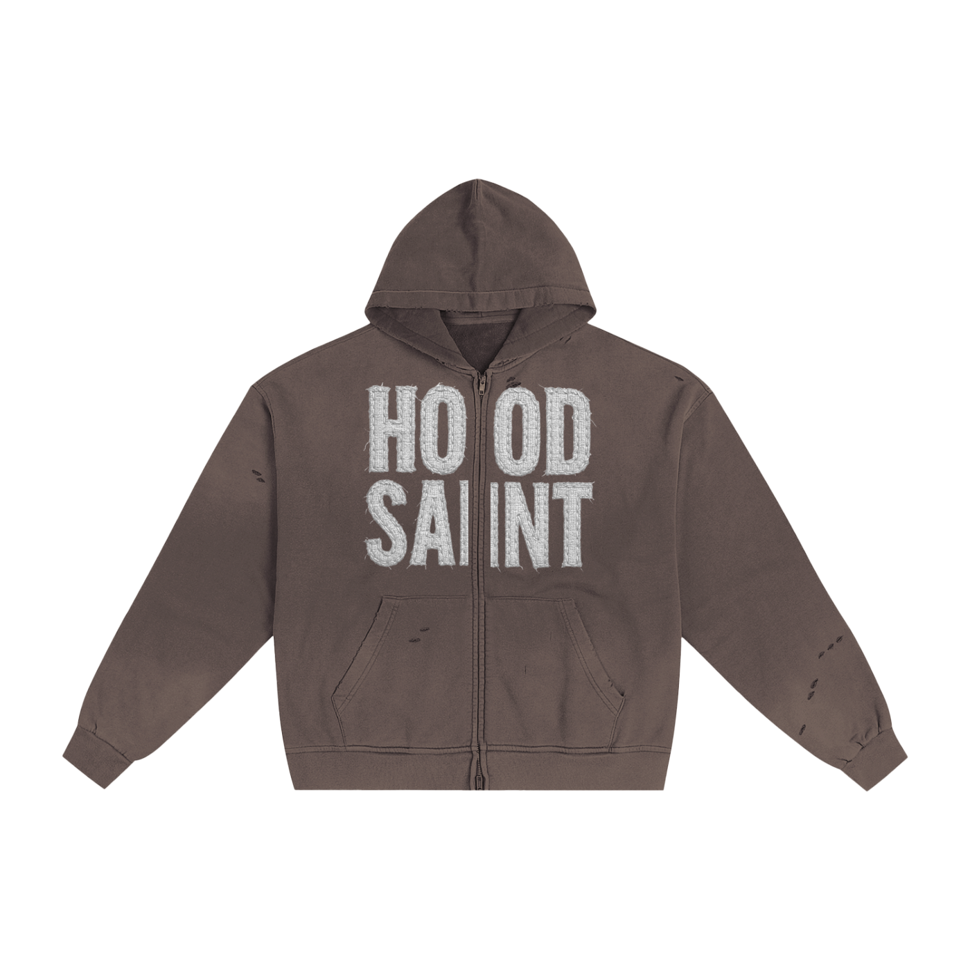 HOOD SAINT Hand-Frayed Sunfade Zip Hoodie