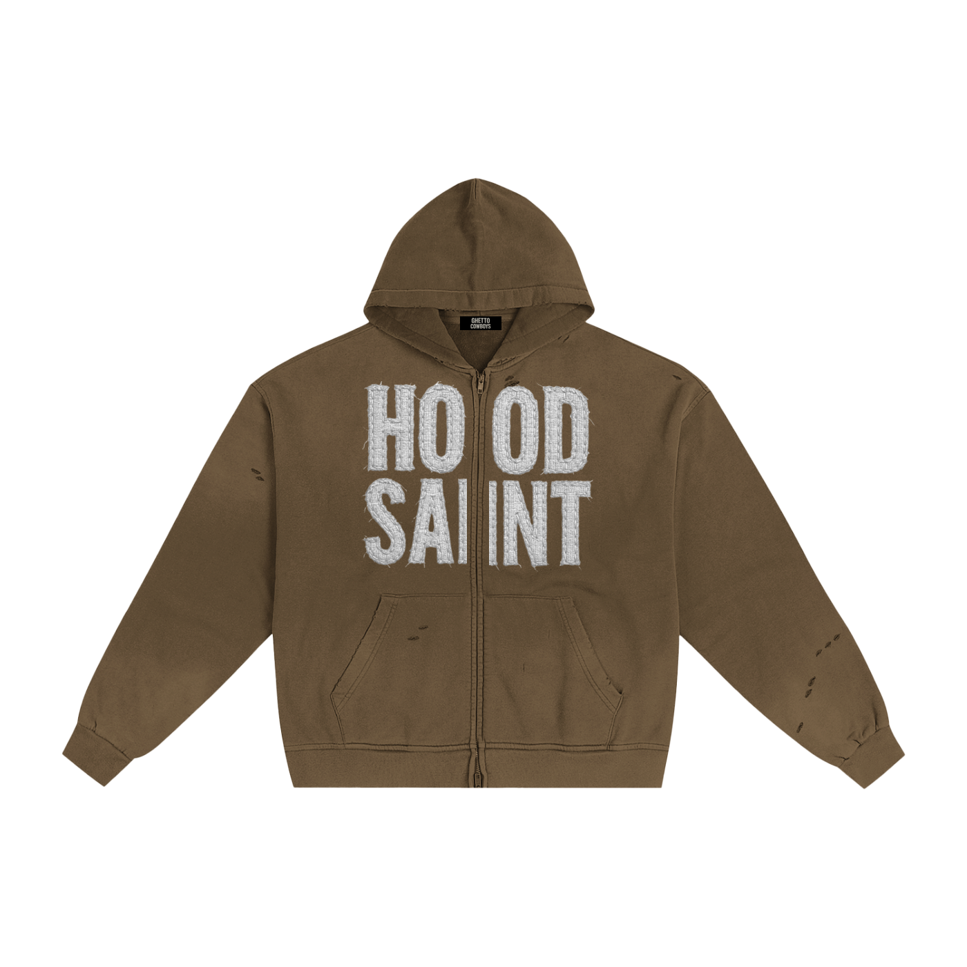 HOOD SAINT Hand-Frayed Sunfade Zip Hoodie