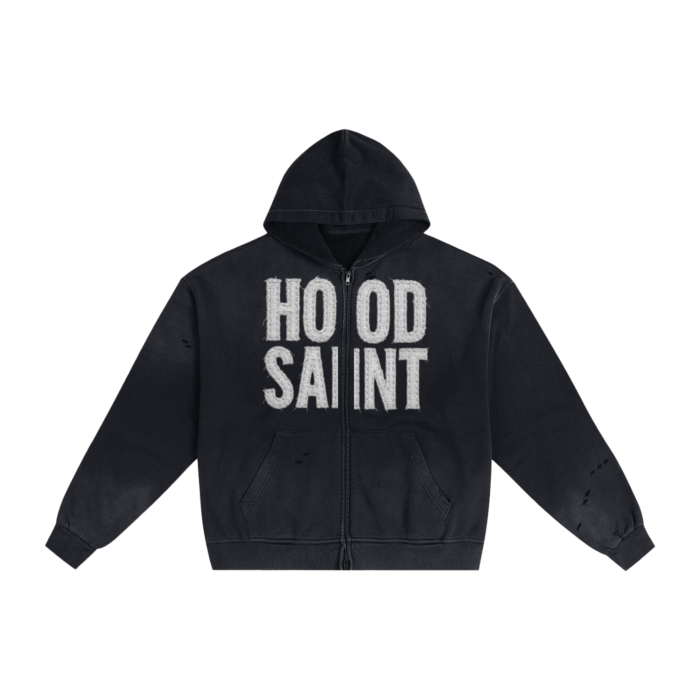HOOD SAINT Hand-Frayed Sunfade Zip Hoodie
