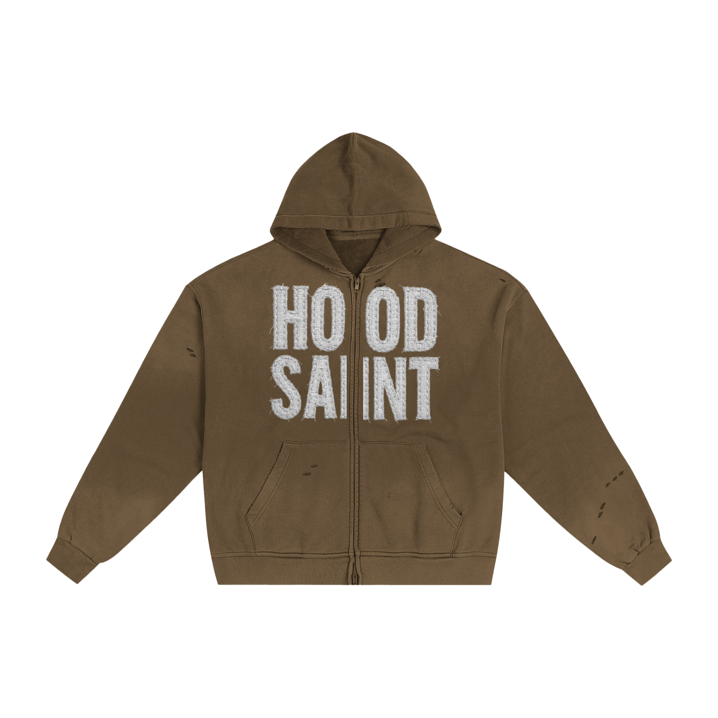 HOOD SAINT Hand-Frayed Sunfade Zip Hoodie