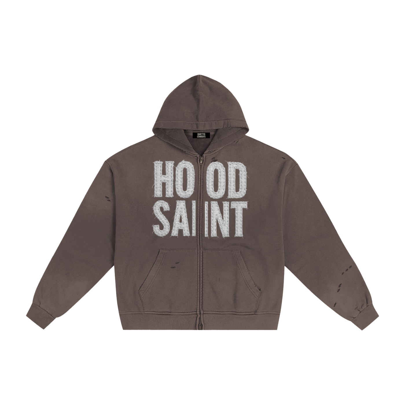 HOOD SAINT Hand-Frayed Sunfade Zip Hoodie