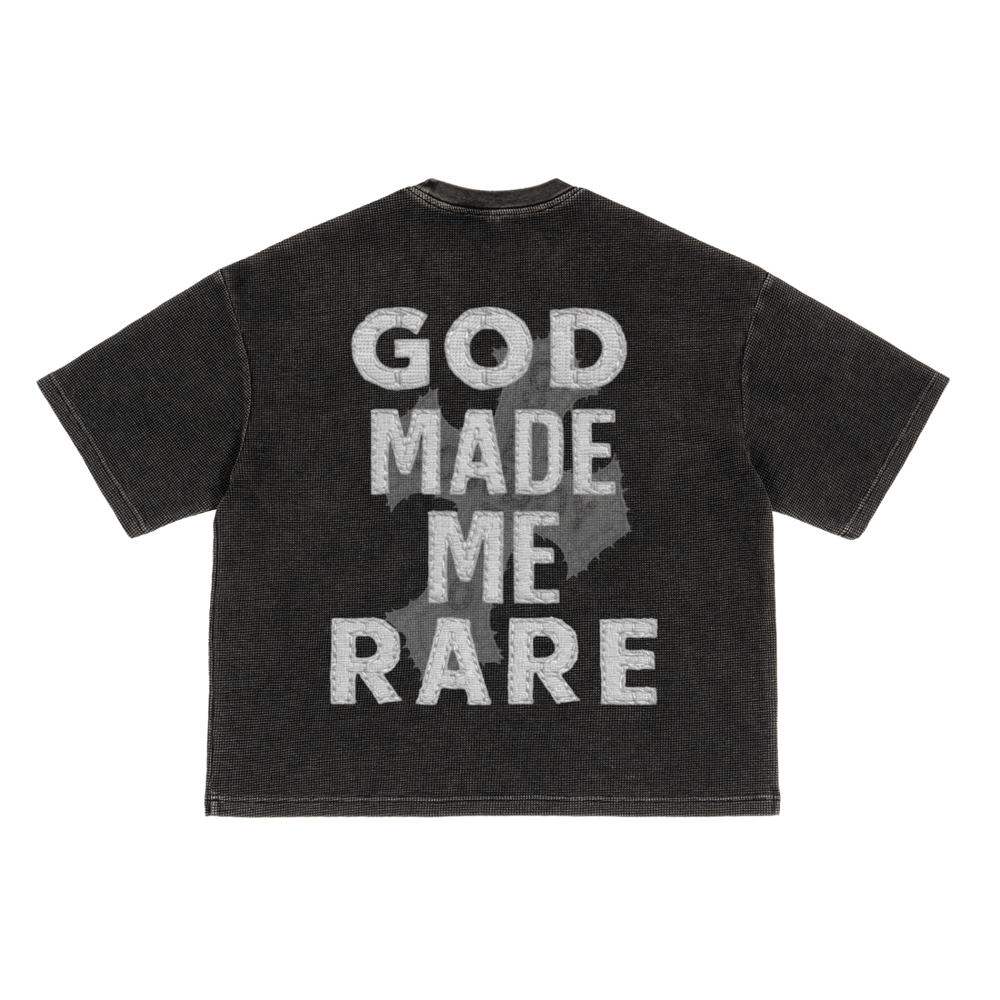GOD MADE ME RARE Waffle-Texture Washed Boxy T-Shirt