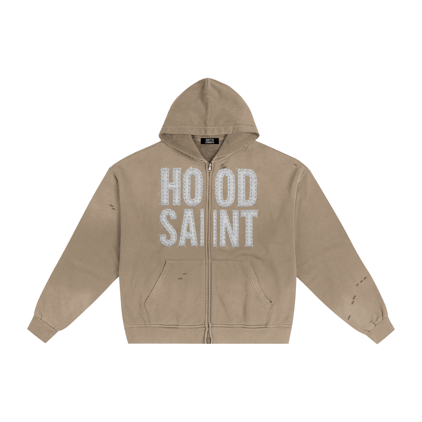 HOOD SAINT Hand-Frayed Sunfade Zip Hoodie