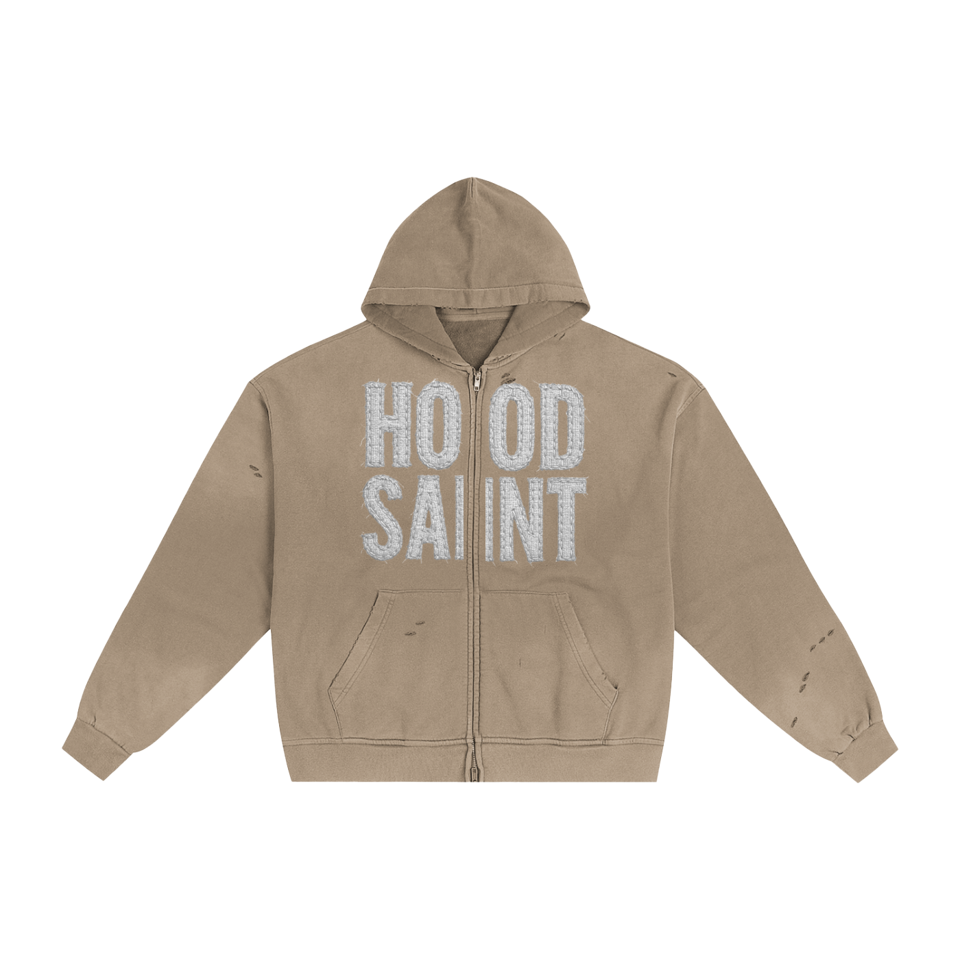 HOOD SAINT Hand-Frayed Sunfade Zip Hoodie